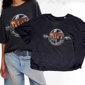 KISS T Shirt 40 Years Decades Of Decibels Graphic Faded Black 5XLT